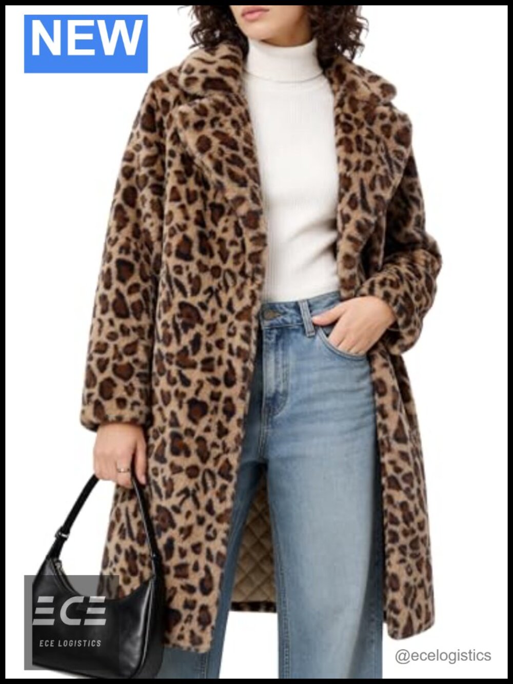 Women's Faux Fur Coat Fuzzy Fleece Lapel Collar Longline Jacket